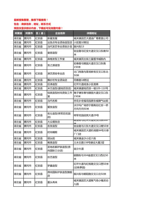 新版湖北省黄冈市红安县美容美发企业公司商家户名录单联系方式地址大全185家