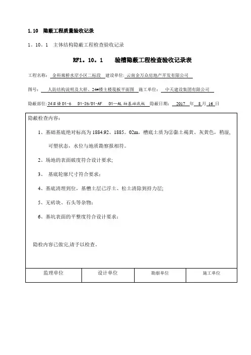 人防隐蔽验收记录【范本模板】