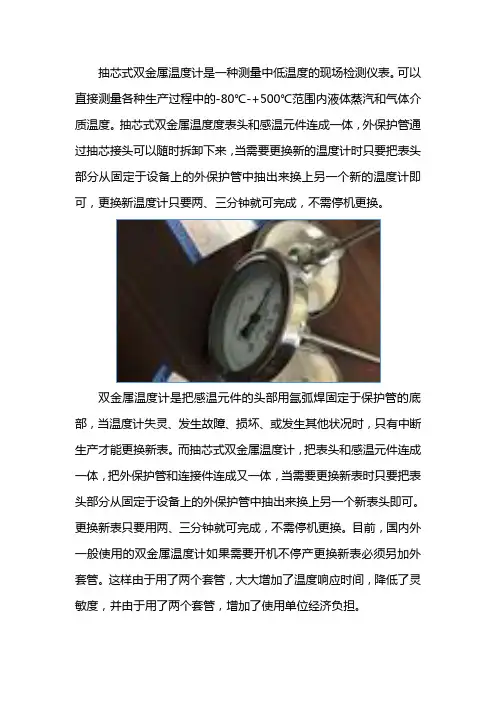 抽芯式双金属温度计