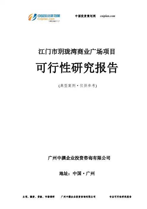 江门市玥珑湾商业广场项目可行性研究报告-广州中撰咨询
