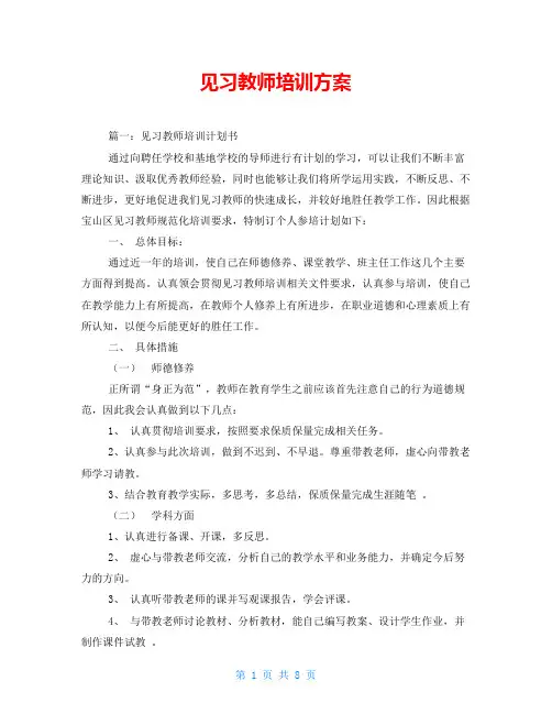 见习教师培训方案