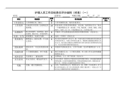 护理_人员绩效考核评分细则表