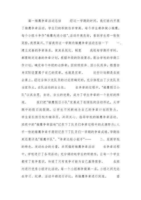 雏鹰争章活动总结