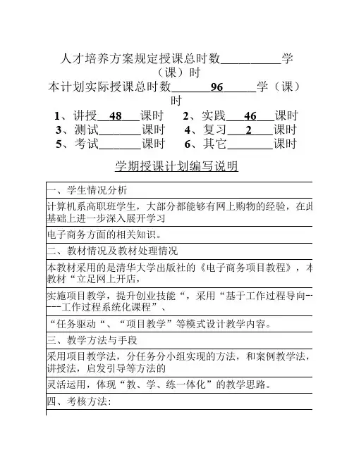 电子商务技术与应用授课计划表