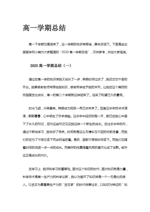 高一学期总结