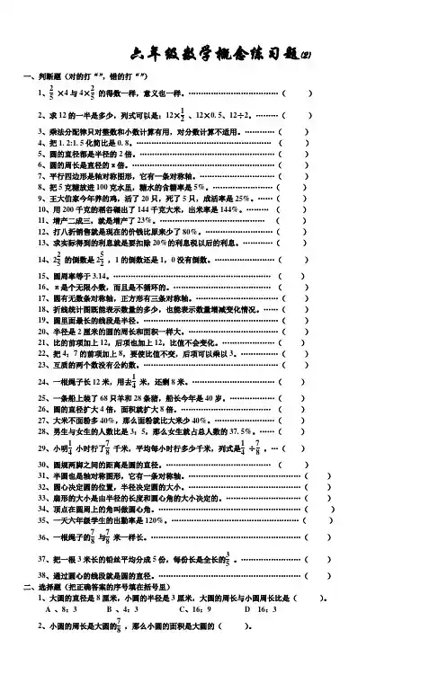 六年级数学概念练习题(2) (2)
