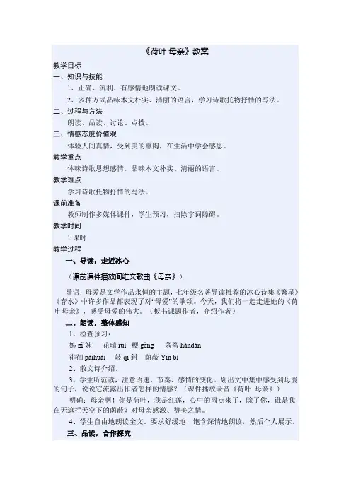 《荷叶 母亲》教案