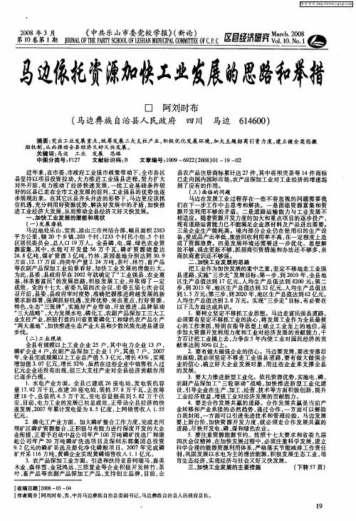 马边依托资源加快工业发展的思路和举措