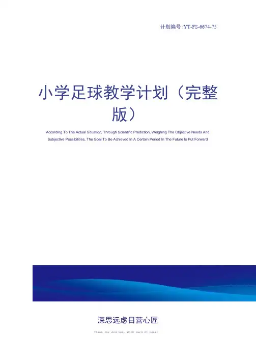 小学足球教学计划(完整版)