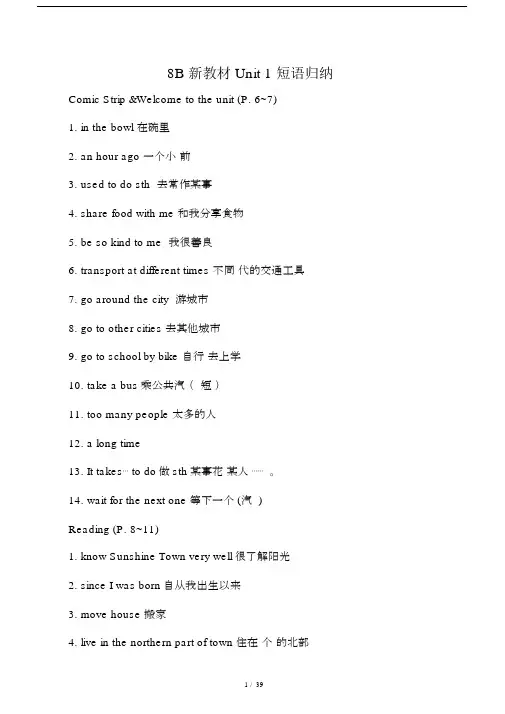 初中英语译林版本八下各单元复习短语.doc