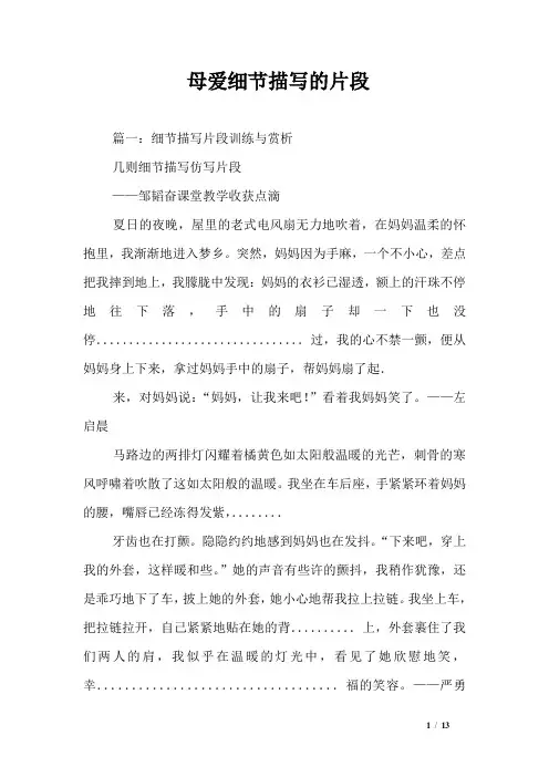 母爱细节描写的片段