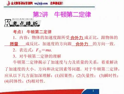2013届高考物理《高考风向标》一轮复习课件：专题三 第2讲 牛顿第二定律资料
