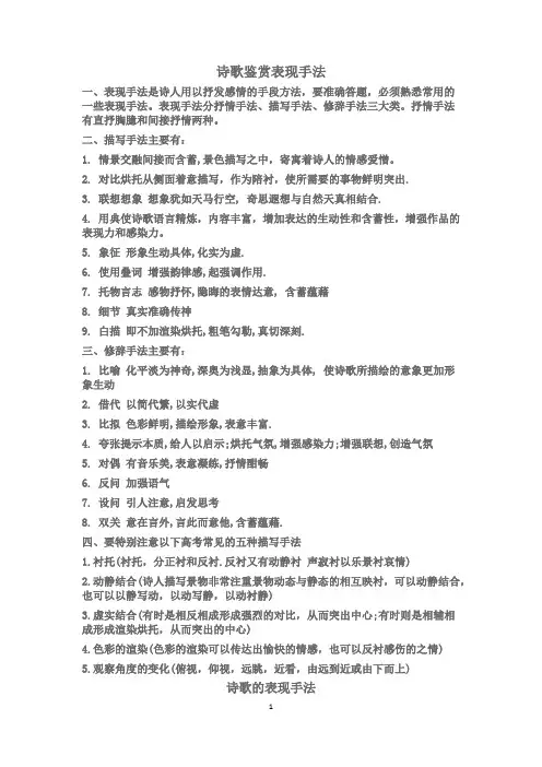 诗歌鉴赏表现手法