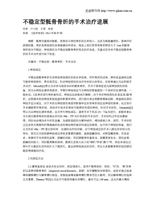 不稳定型骶骨骨折的手术治疗进展