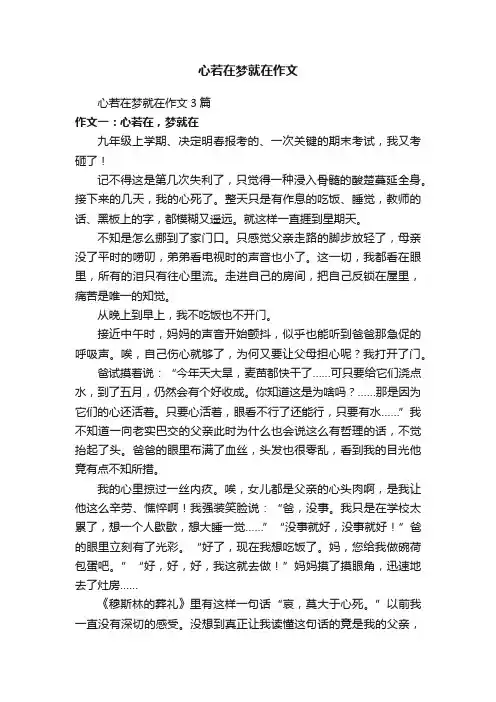 心若在梦就在作文3篇