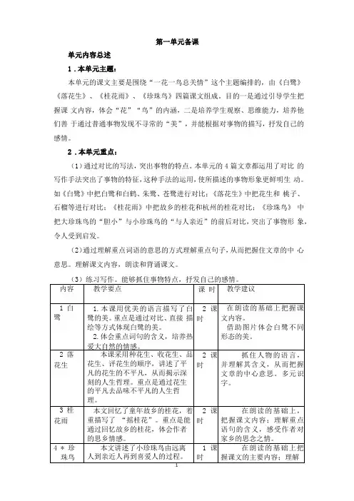 2019秋季部编版小学语文五年级上册全册单元备课,集体备课