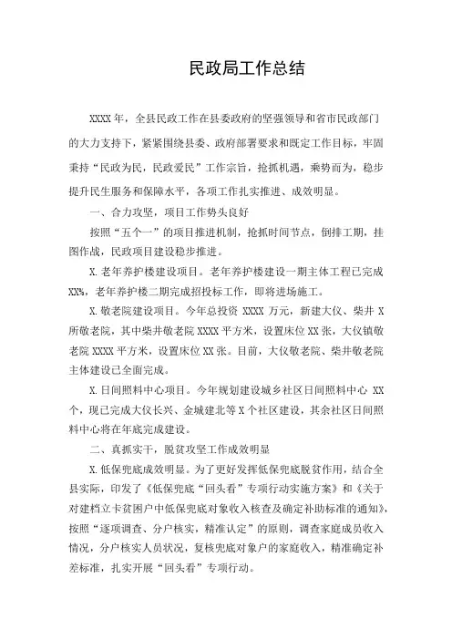 2019年民政局工作总结