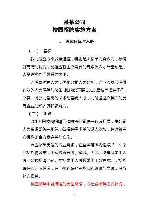 校园招聘实施方案