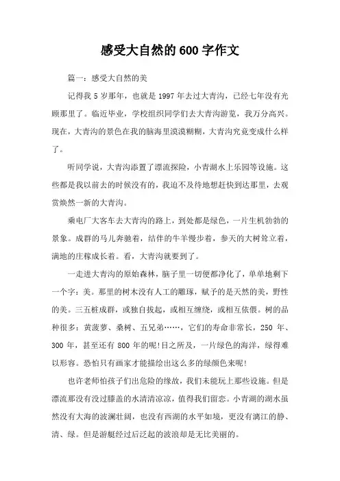 感受大自然的600字作文
