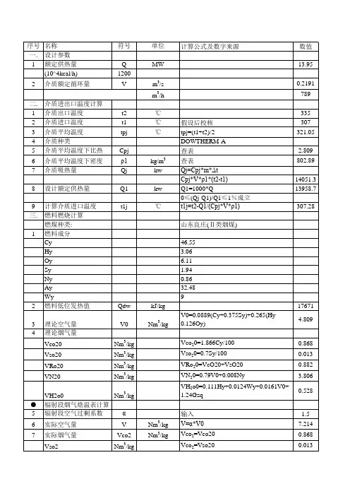 有机热载体锅炉(燃煤导热油炉)热力计算书