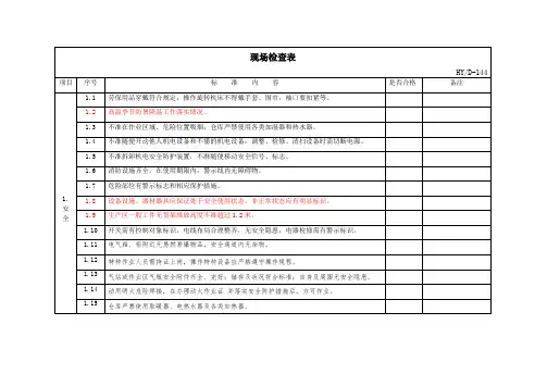 现场检查表