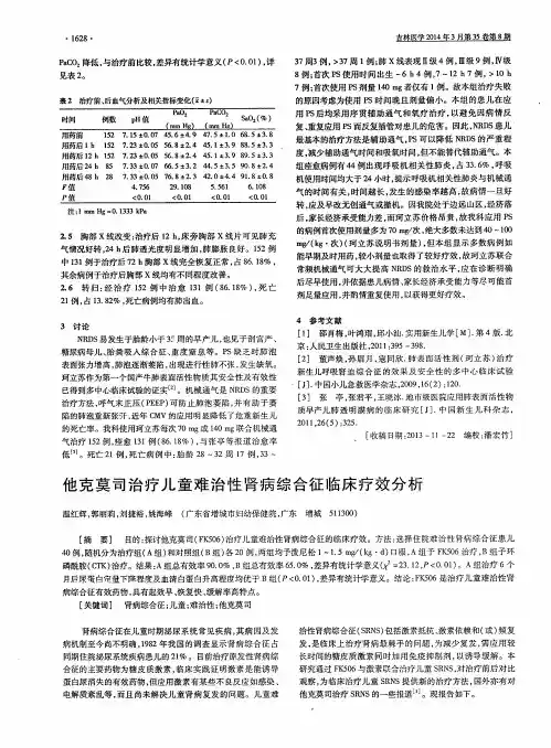 他克莫司治疗儿童难治性肾病综合征临床疗效分析