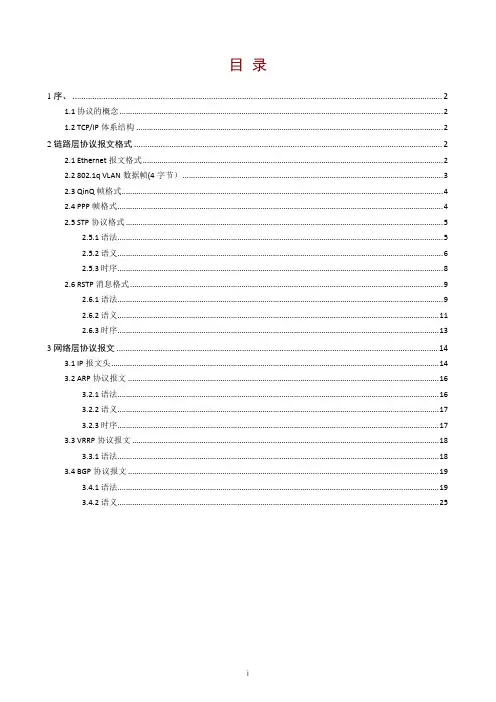 网络协议报文格式大集合