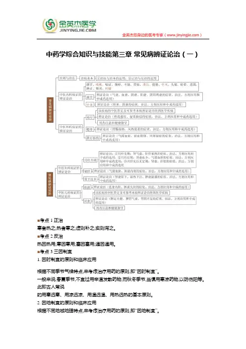 中药学综合知识与技能第三章 常见病辨证论治(一)