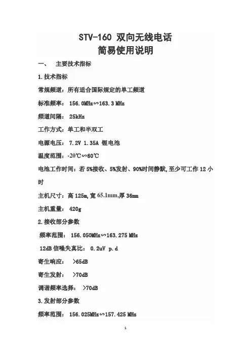 三荣STV160对讲机使用说明