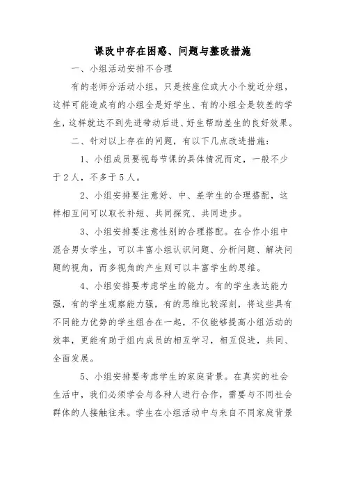 课改中存在困惑、问题与整改措施