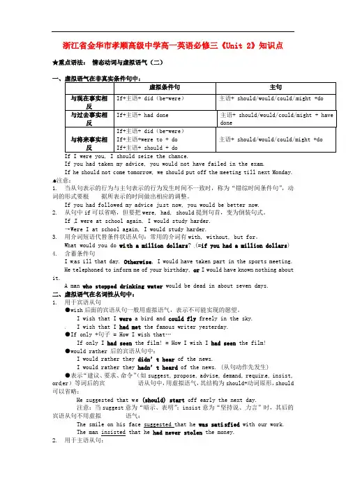 高中英语《Unit 2》知识点 新人教版必修3