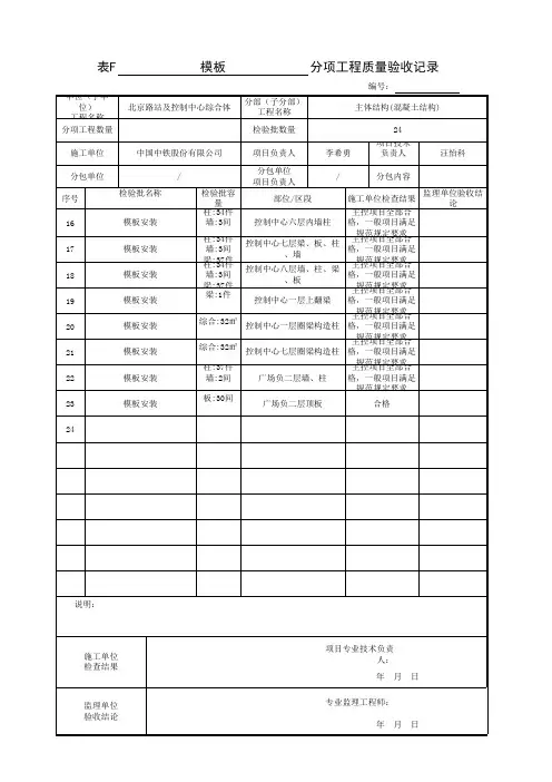 模板 验收表格