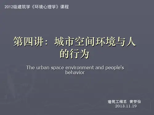 第四讲：城市公共空间环境与人的行为