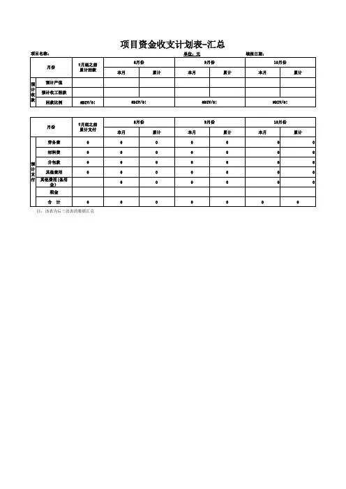 资金收支计划表