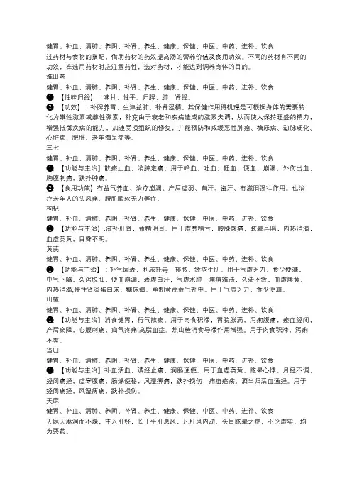 冬季进补中药食图解,健胃、补血、清肺、养阴、补肾应有尽有