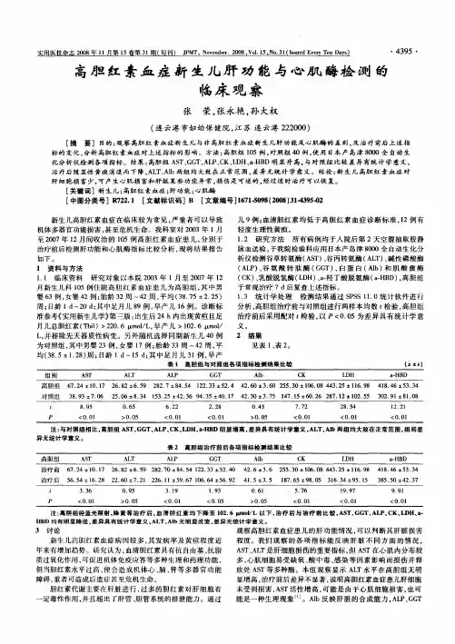 高胆红素血症新生儿肝功能与心肌酶检测的临床观察