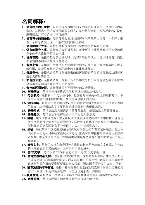 语言学纲要名词解释 2