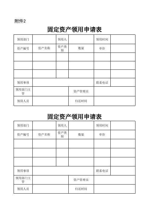 固定资产领用申请表