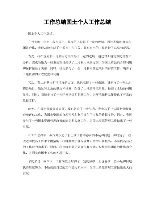 工作总结国土个人工作总结