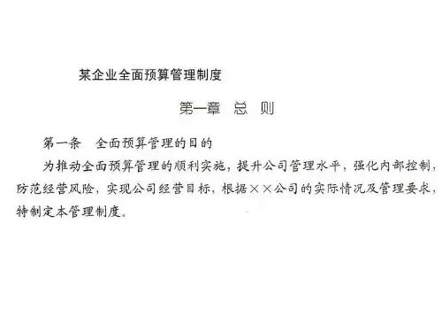 经典讲义全面预算管理制度及案例分析