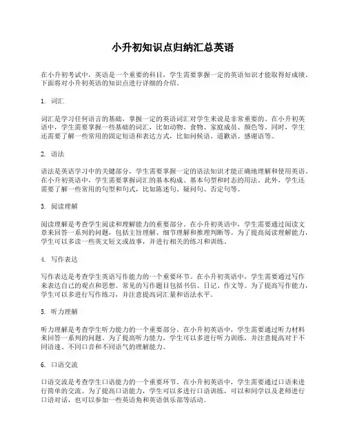 小升初知识点归纳汇总英语
