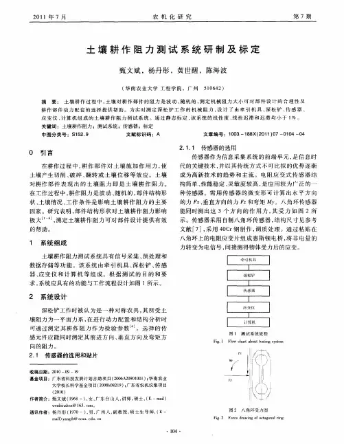 土壤耕作阻力测试系统研制及标定
