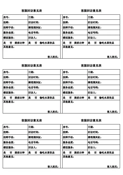客服回访意见表格(供参考)
