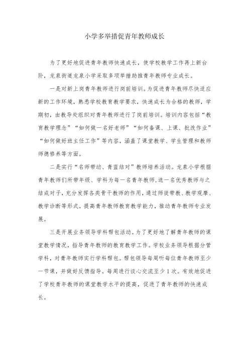 最新学校通讯报道--小学多举措促青年教师成长