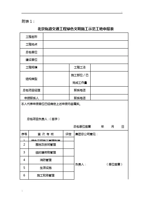 绿色文明施工示范工地检查表