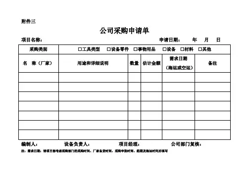 采购计划申请单