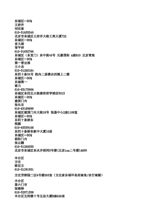 北京青年旅行社所有北京门市