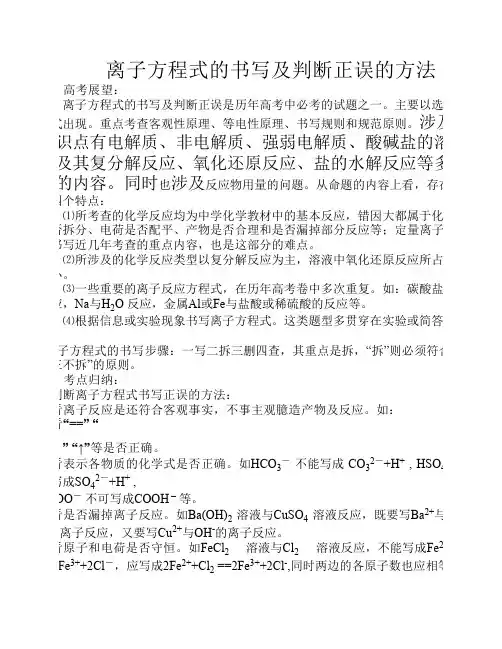 离子方程式的正误判断