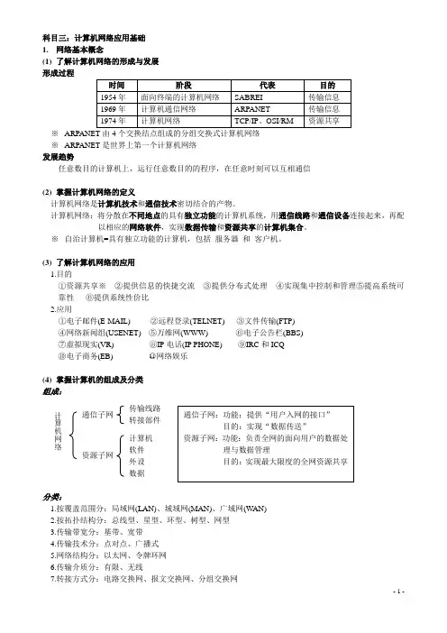 科目三：计算机网络应用基础