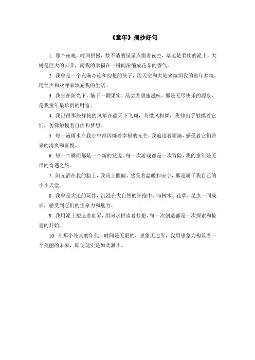 《童年》摘抄好句